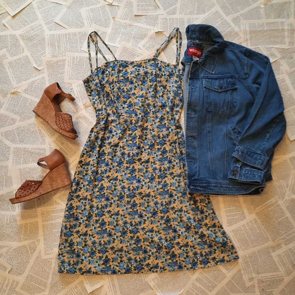 Blue Roses and Sunshine Dress~Vintage